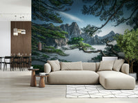 Sky high Zenith Peak View mountain range art deco wall covering.