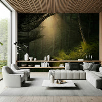 Dark jungle path wall covering Sunlit Forest peelable.