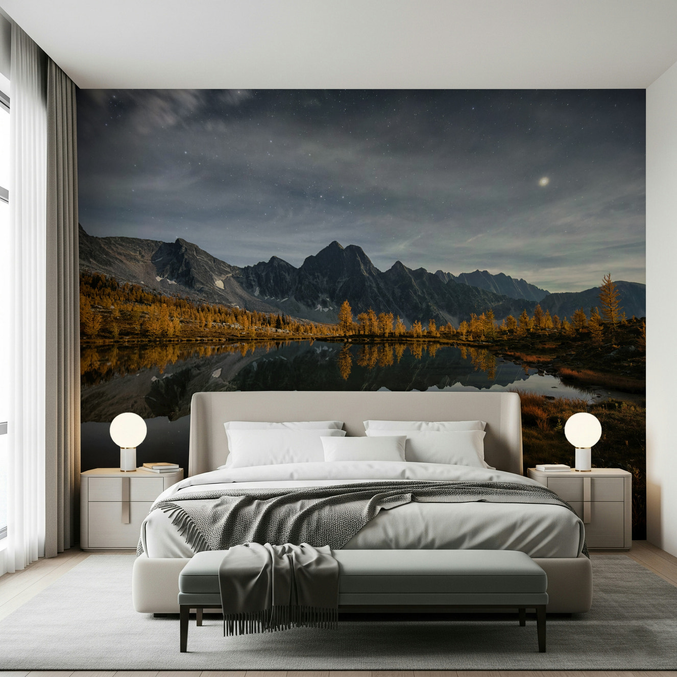 Nightfall's Calm Reflection Wall Mural