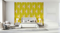 Lemon Rhombus vivacious geometric wallpaper mural design.