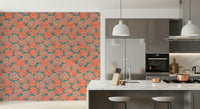 Stunning Big Bloom art, saturated orange and pink floral statement wall.
