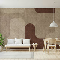 Textile effect wallpaper, Earthy Curves Design, contemporary interior decor.