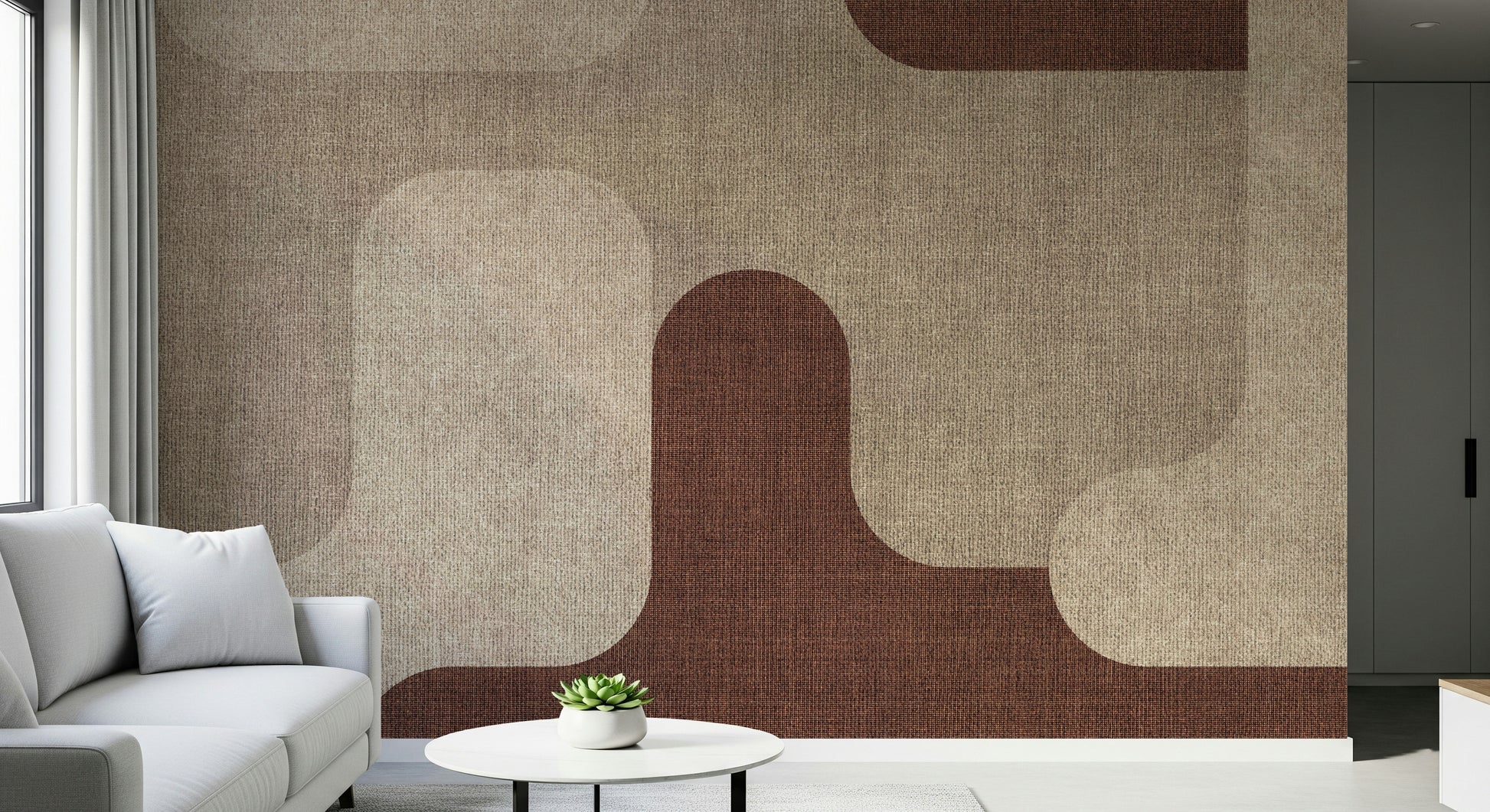 Abstract shapes, Earthy Curves Design, neutral brown curved pattern.
