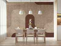 Geometric Earthy Curves Design, removable wall covering, cozy vibe.