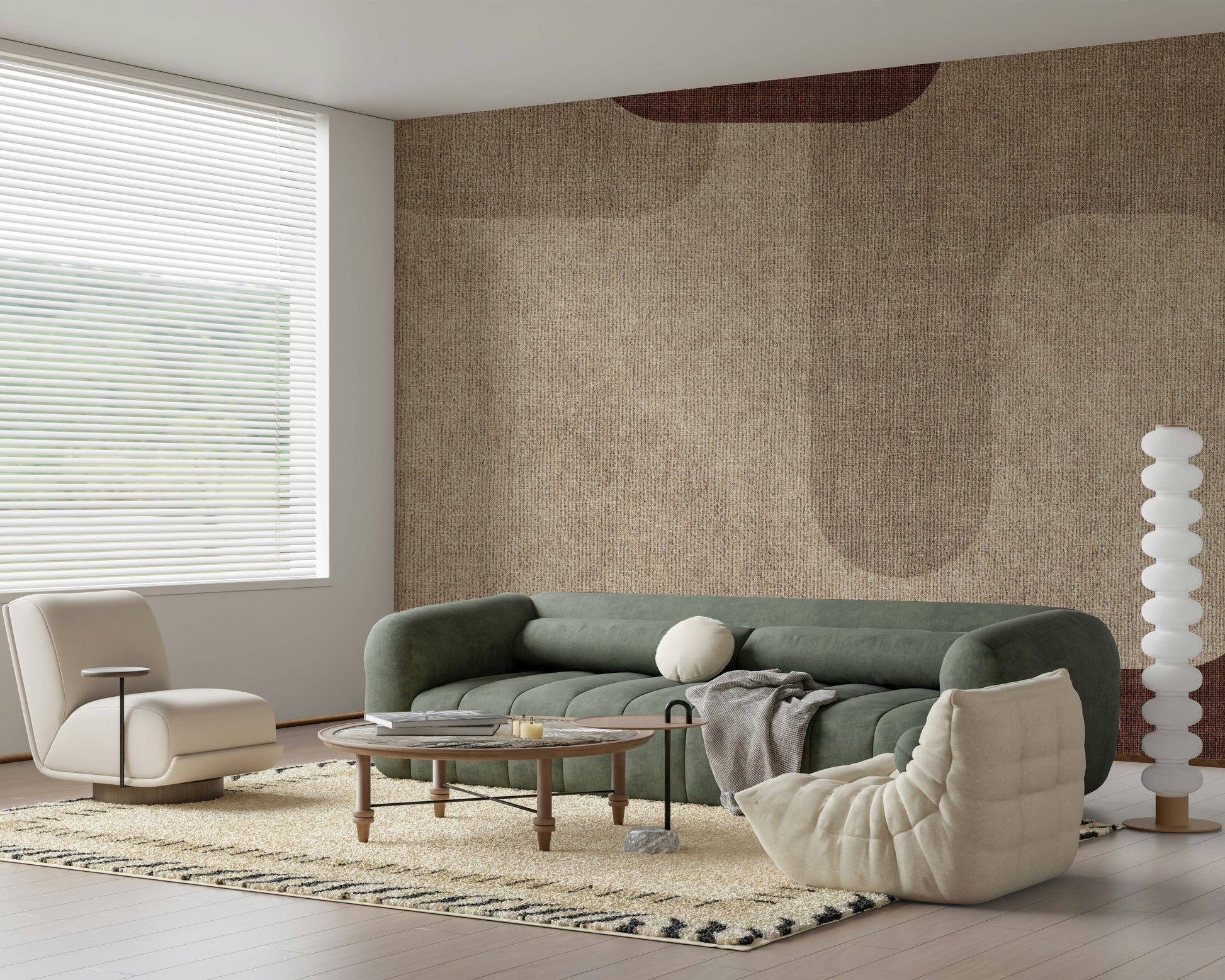 Comforting Warm Curves Design wall mural, soothing abstract shapes.