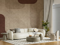 Warm Curves Design wallpaper for walls, fabric texture, brown beige tones.