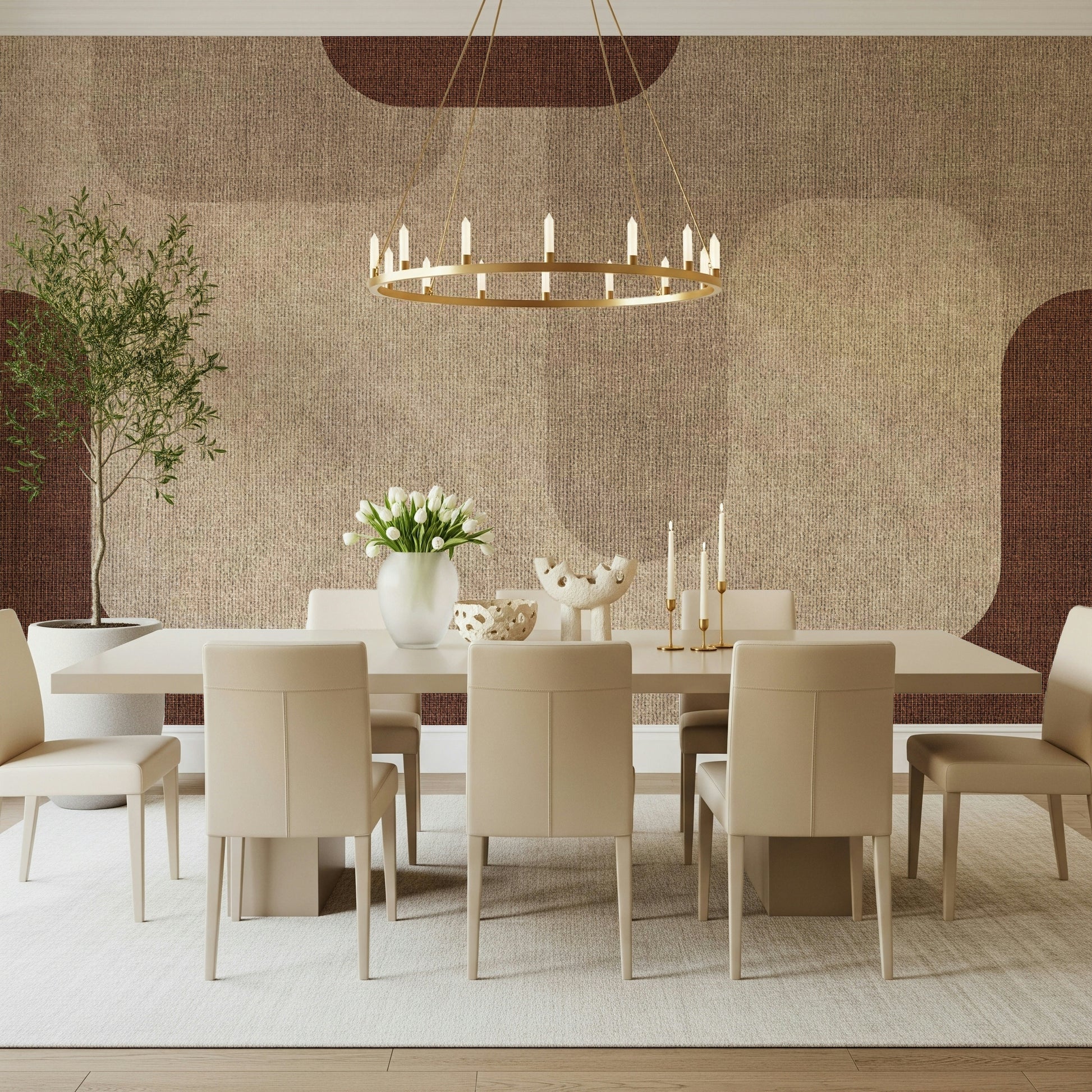 Modern Warm Curves Design peel and stick wallpaper for chic rooms.