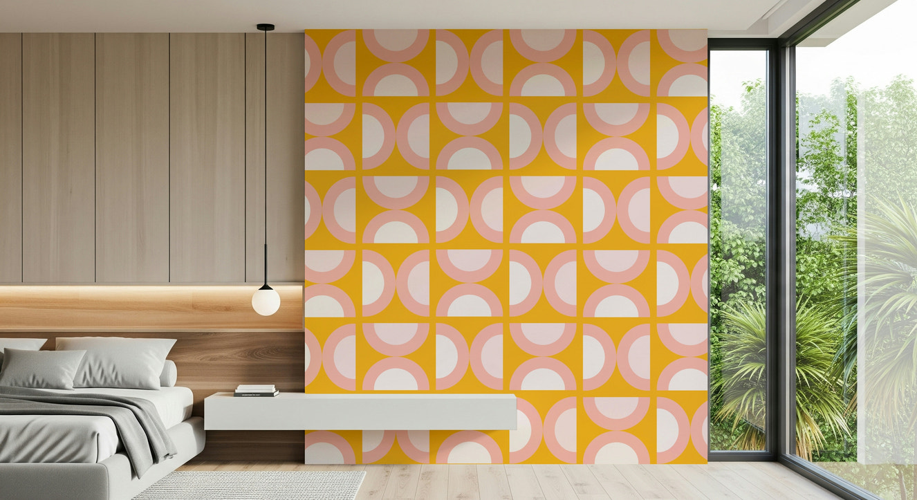 Retro Blush Arcs Wall Mural