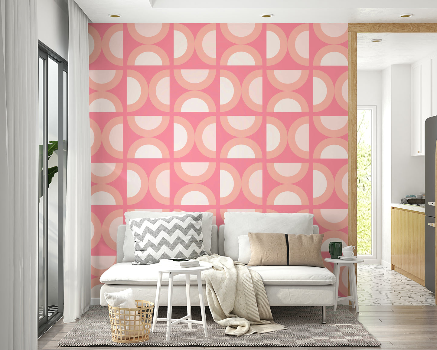 Charming Retro Peach Arcs wallpaper, an abstract geometric pattern piece.