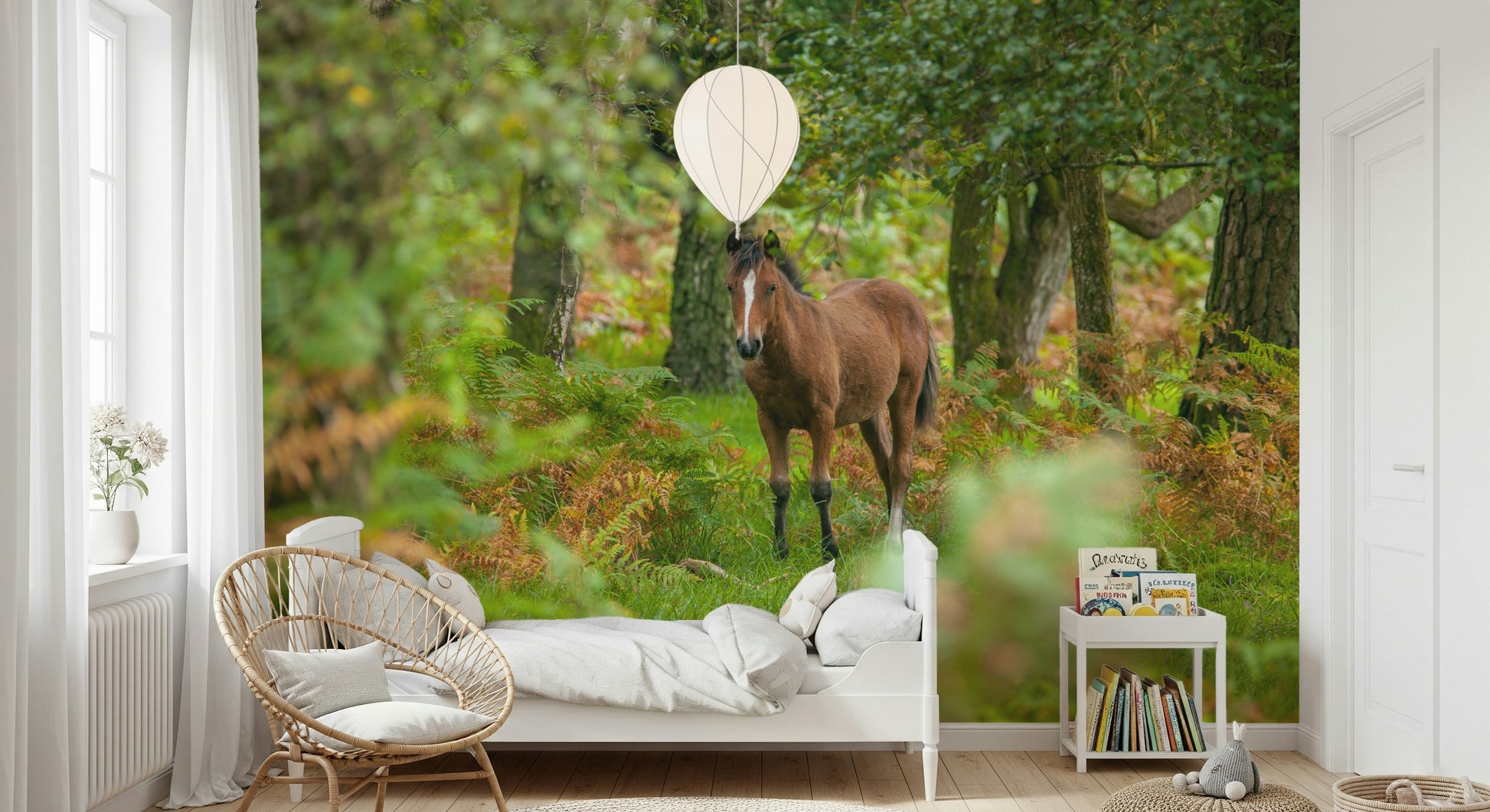 New Forest Nomad, captivating nature scene, majestic horse, green space.