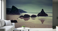 Calm water reflection Bedruthan Steps Beach wall print