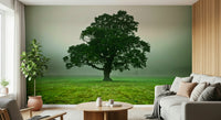 Rustic Ethereal Presence wall design misty field lone tree.