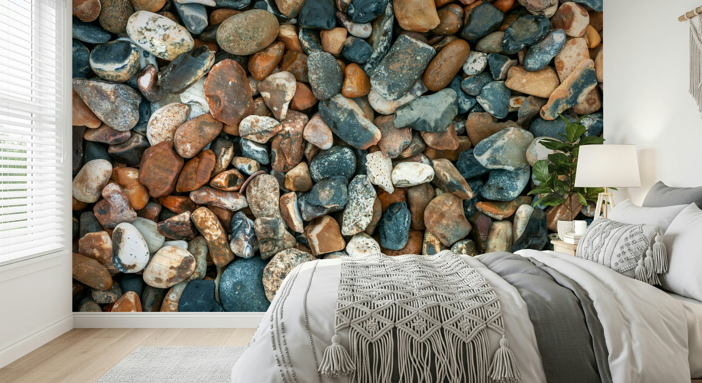Beach Pebbles wall mural natural stone texture.