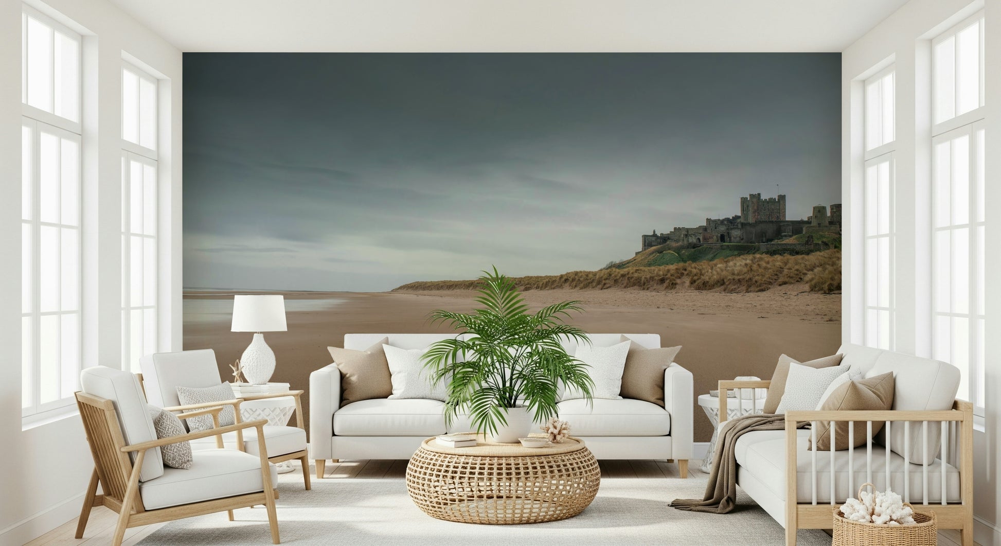 Bamburgh Castle wallpaper sandy beach grassy dunes