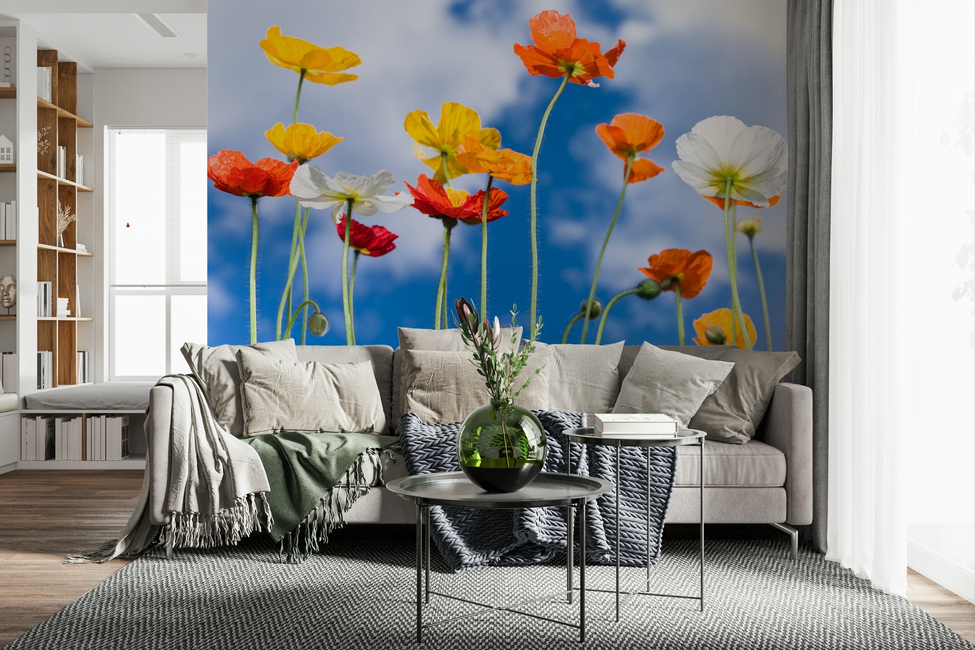 Blue Sky Bouquet gorgeous interior decor with sunny yellow and white.