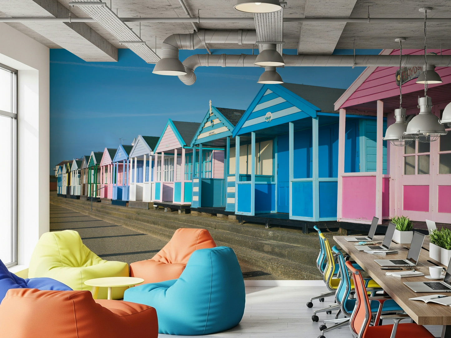Iconic Vibrant Seaside Vibe wall decor, coastal architecture.