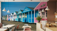 Vibrant Seaside Vibe wall mural, sunny seaside promenade.