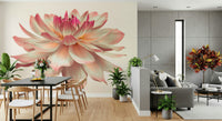 Feminine Pink Dahlia print, gorgeous floral wall covering.
