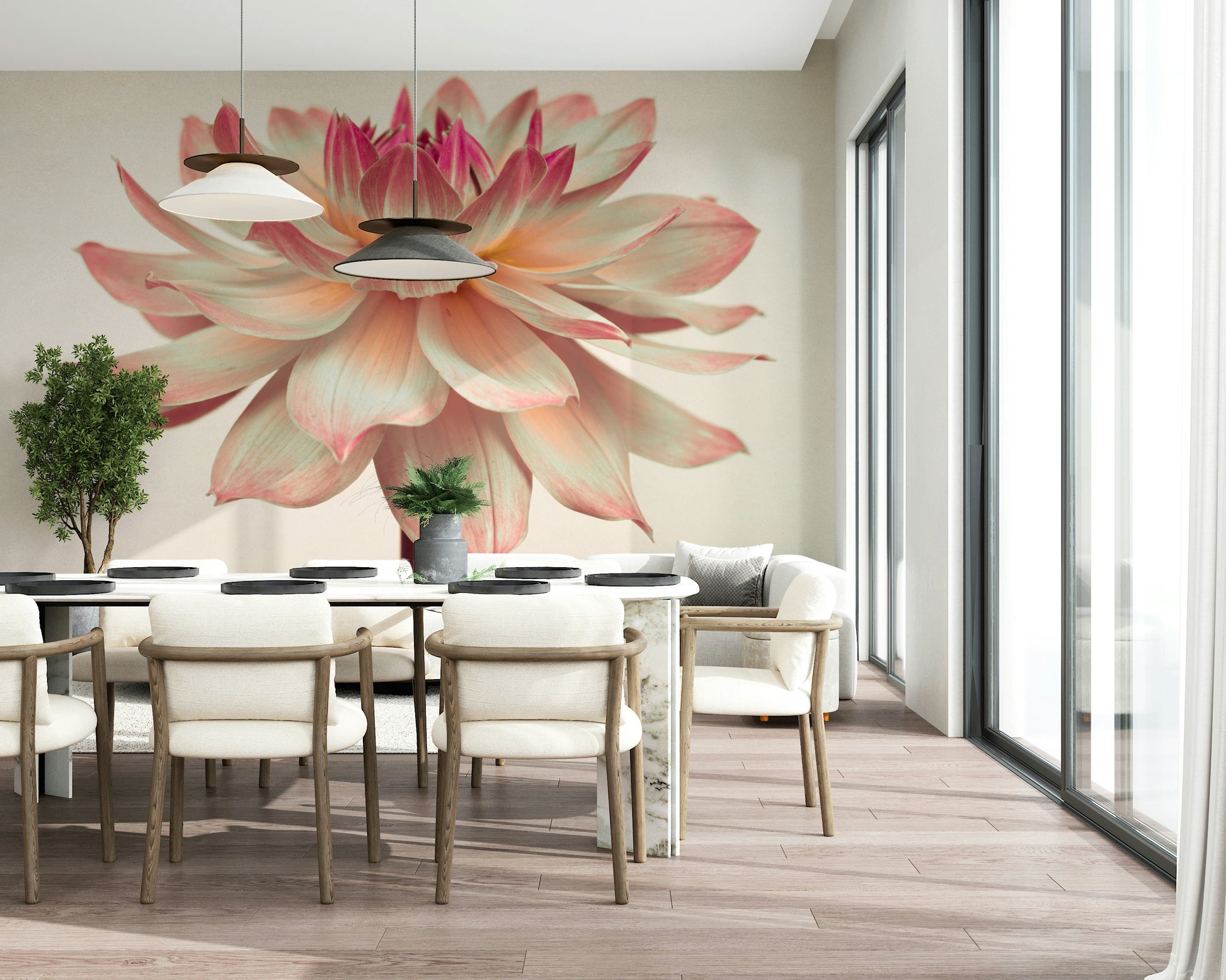 Luxury Pink Dahlia wallpaper, magnificent petal patterning.