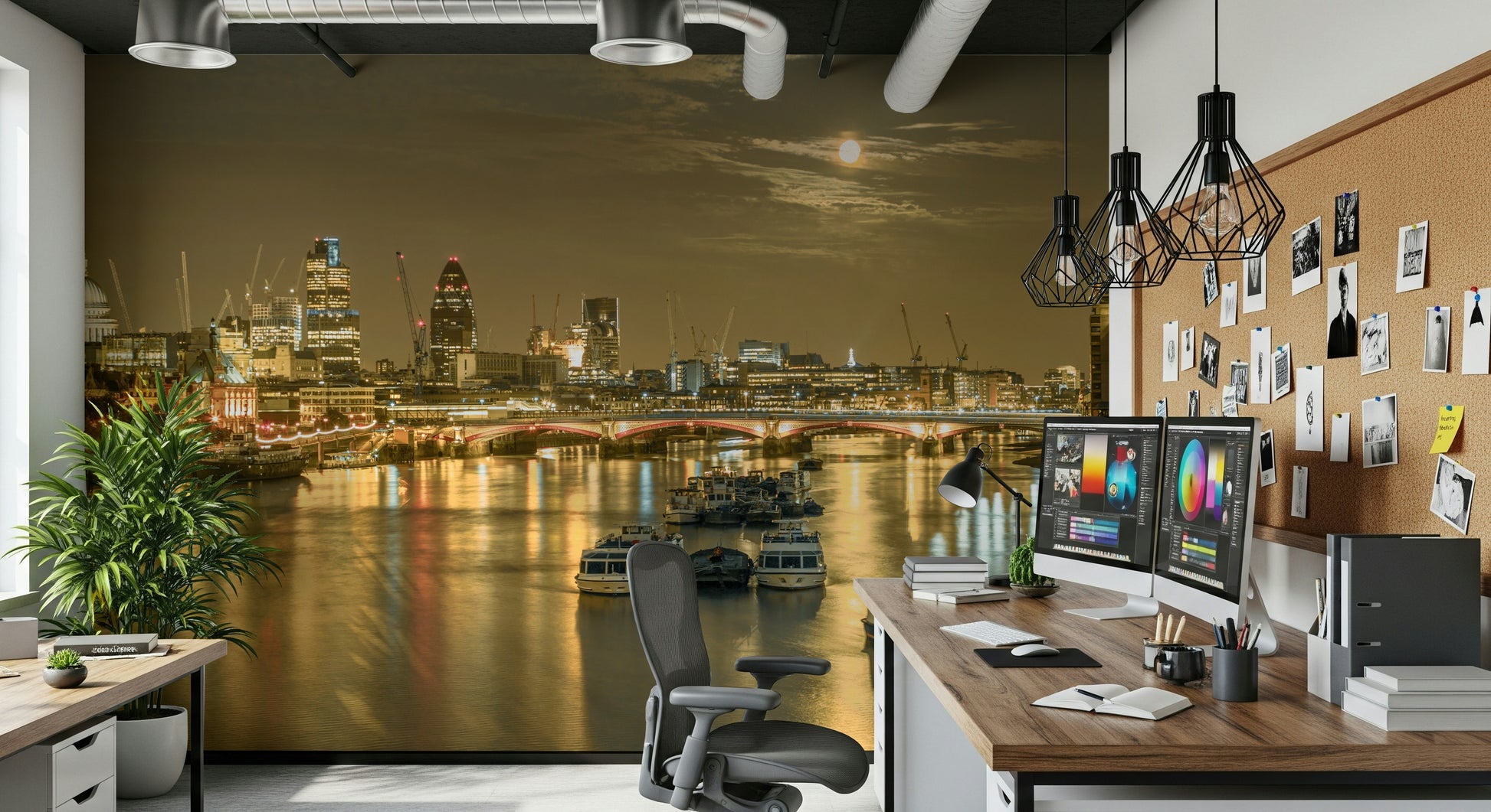 Brilliant London Nights decorative wall covering, evening setting.