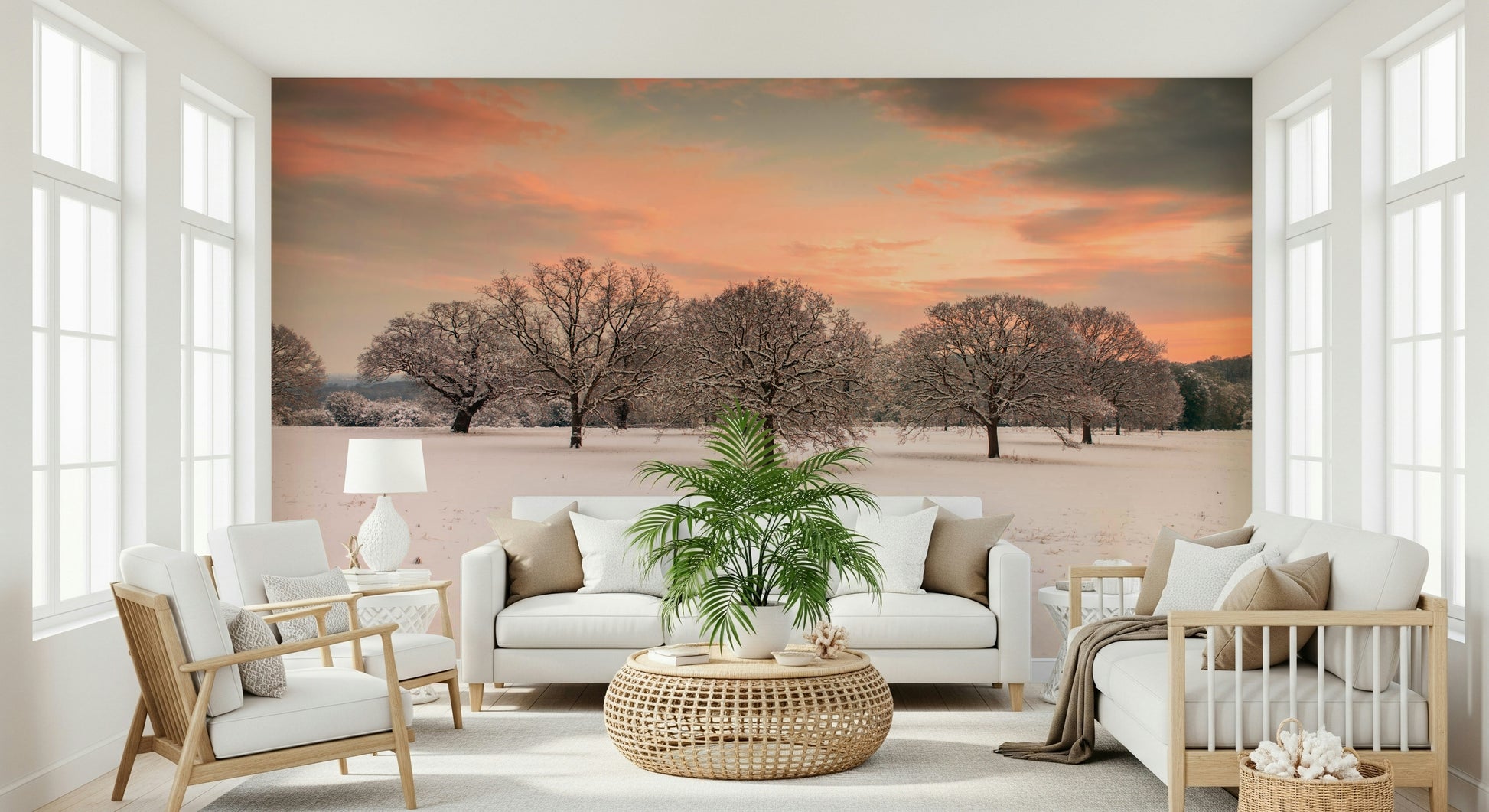 Inviting Snow Covered Field wall hanging, dramatic sky over white blanket.