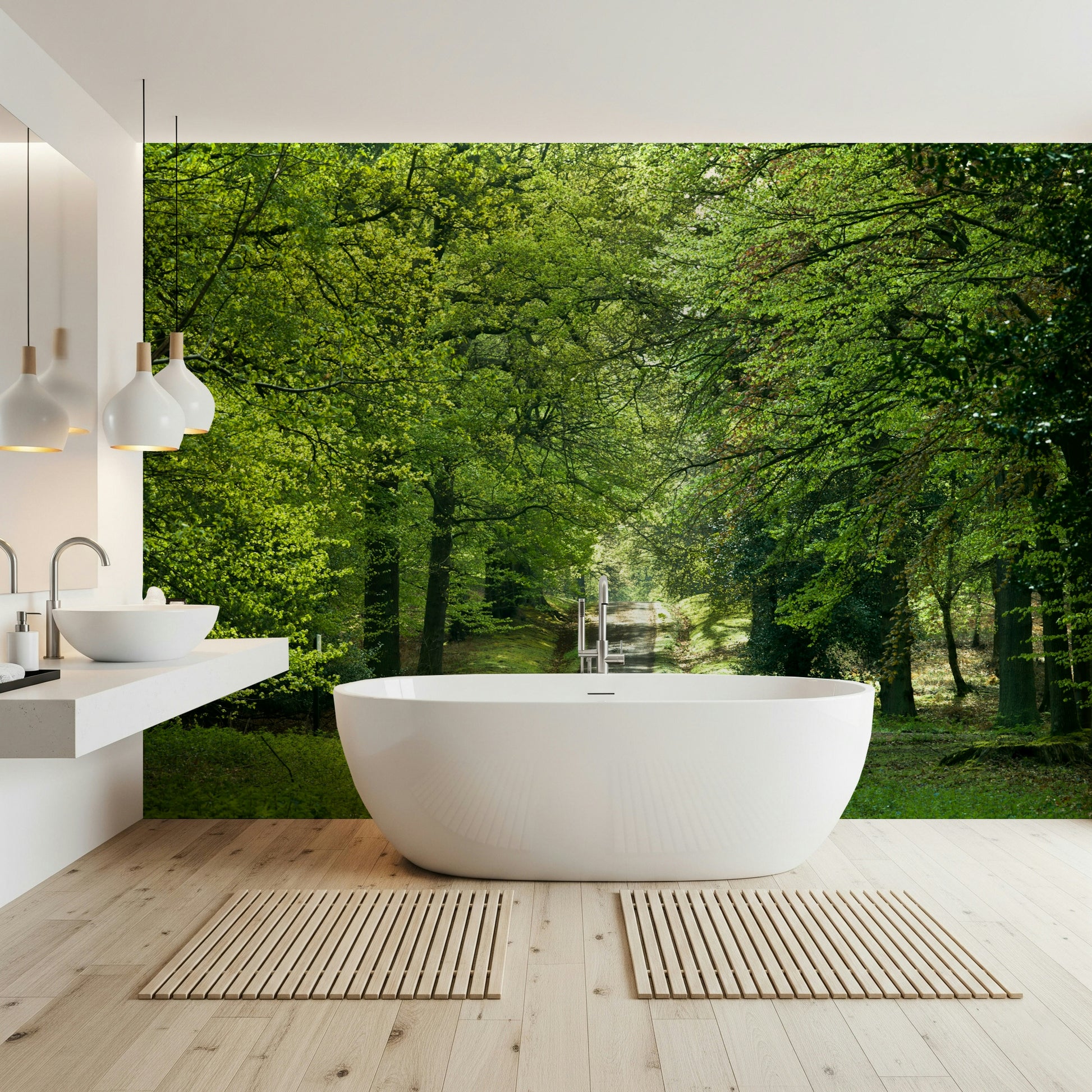 Forest ambiance: Flourishing Path wall mural, perfect for any room.