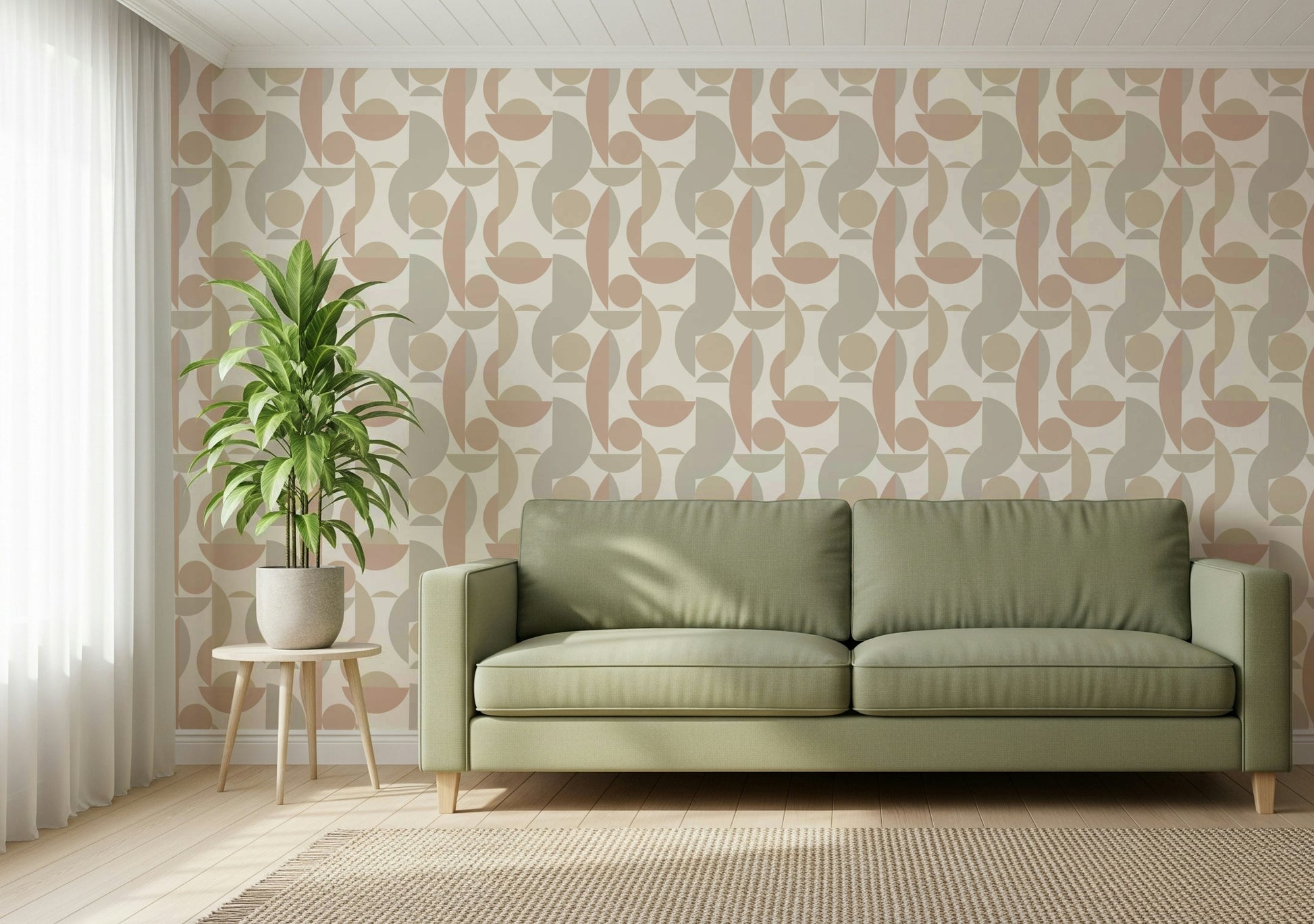 Mural Neutral Geo Chic minimal geometric pattern wall covering modern aesthetic.