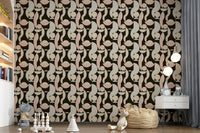 Blush and cream Retro Geometry peel and stick wallpaper artwork.