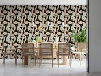 Dark background wallpaper mural, bold Retro Geometry shapes.