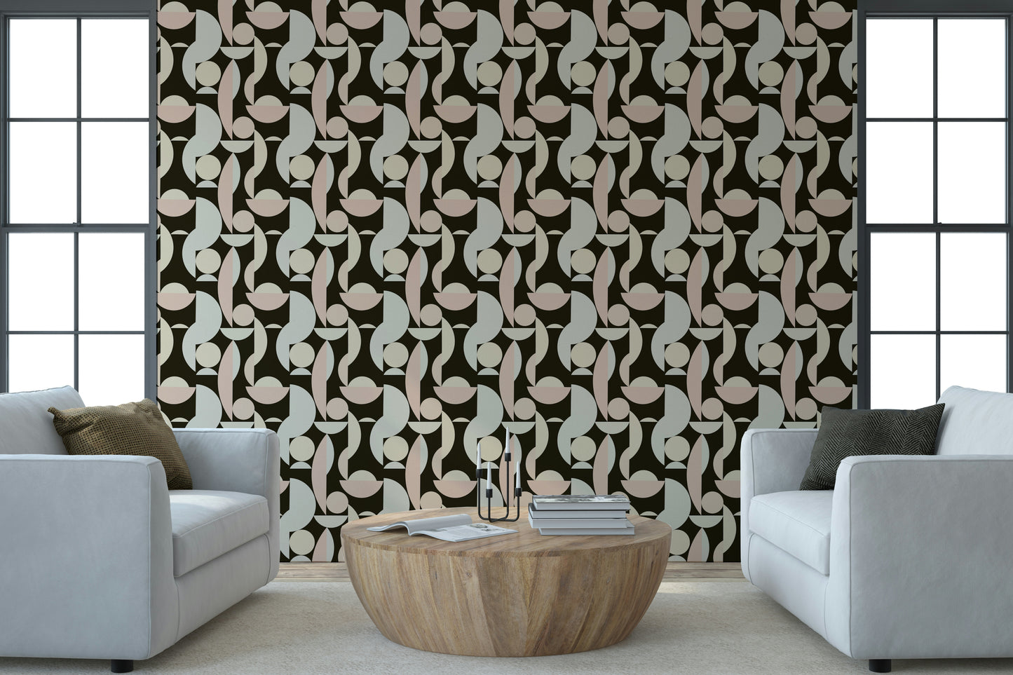 Artistic geometric Retro Geometry wallpaper repeat pattern graphic.