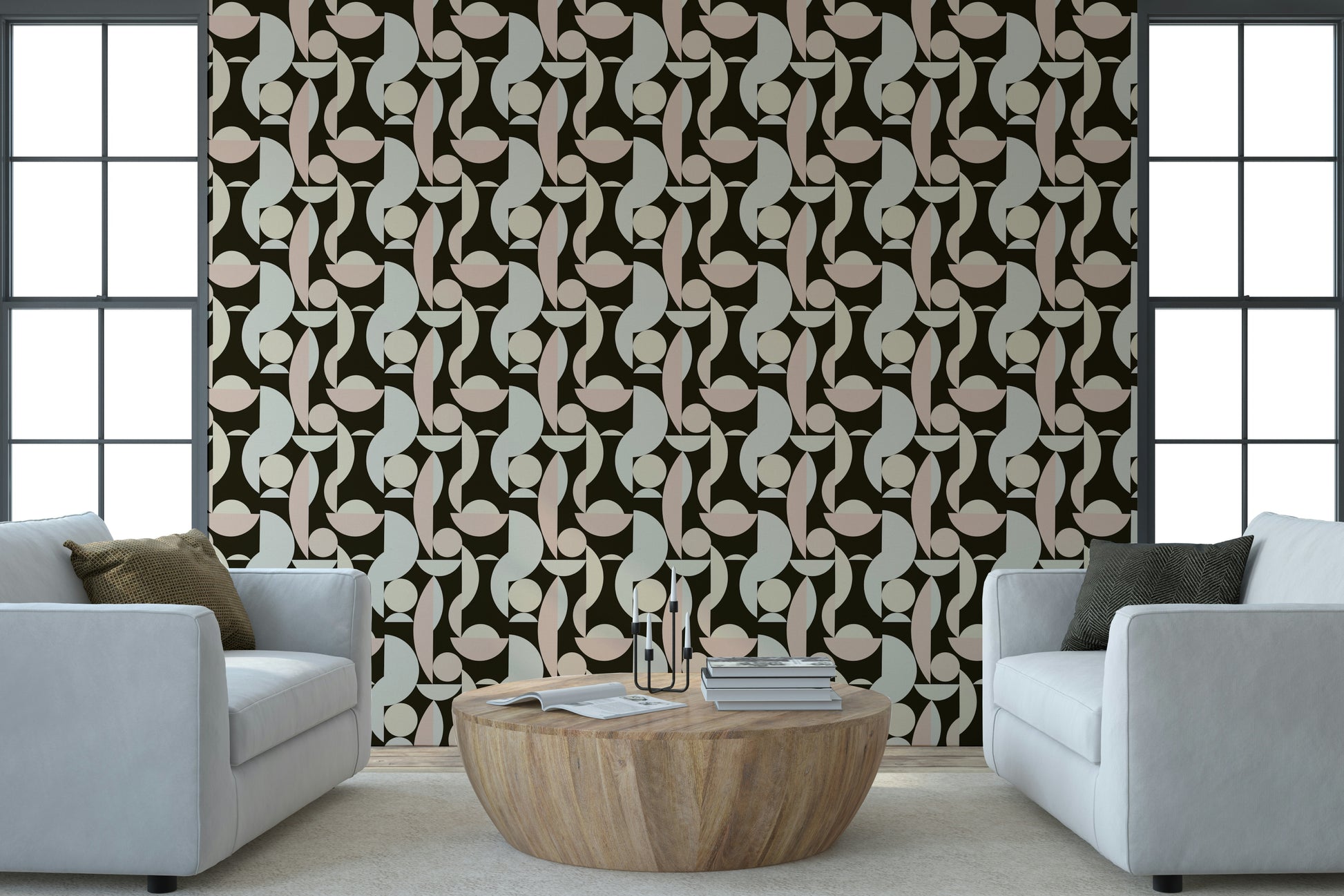 Artistic geometric Retro Geometry wallpaper repeat pattern graphic.