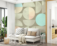 Soft Circle Symphony wallpaper for walls, abstract pastel geometric design.