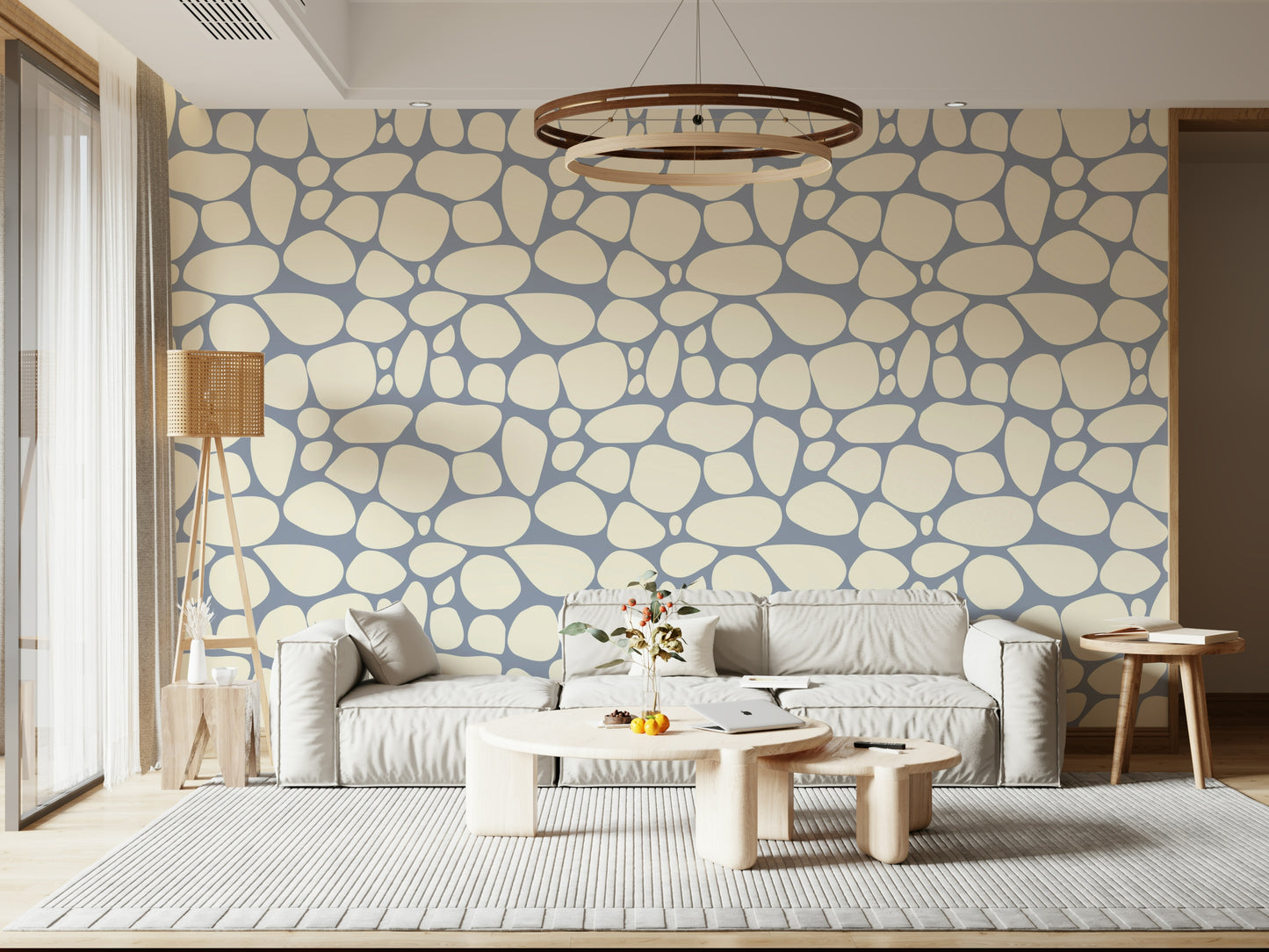 River Rocks wallpaper, aesthetic stone pattern wall covering, serenity.