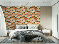 Designer Balance Act print: artistic semicircles and blocks, captivating visual harmony.