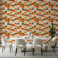 Stylish Balance Act mural: interlocking geometric shapes in cheerful, artistic hues.