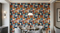 Colorful geometric tessellation Modern Curves unique home accent.