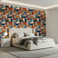 Retro aesthetic wall print. Modern Curves colorful geometric surface.