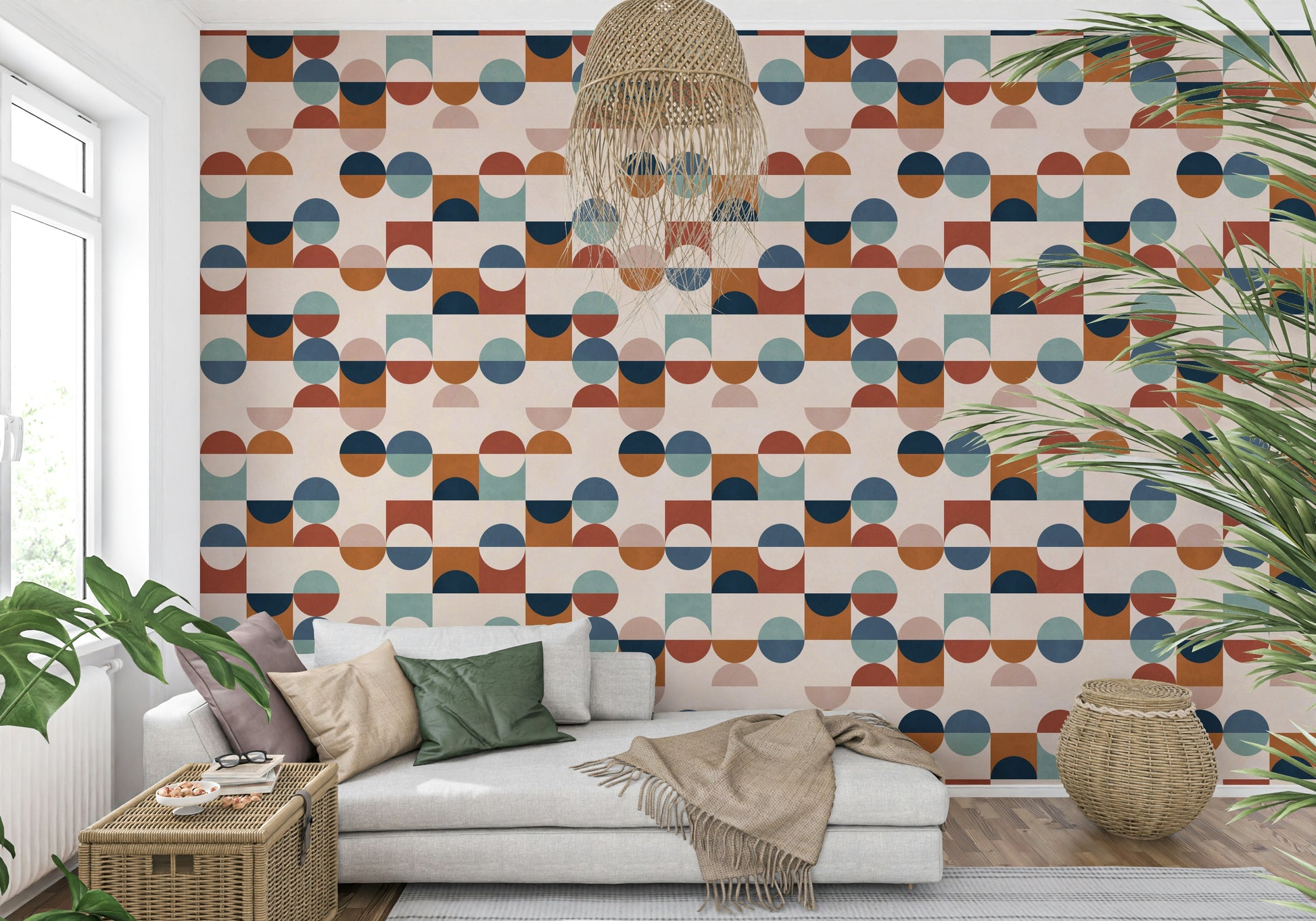 Chic Mod Blocks wallpaper for walls, contrasting geometric modules.