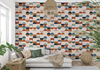 Chic Mod Blocks wallpaper for walls, contrasting geometric modules.