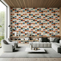 Colorful Mod Blocks wallpaper, modern minimalist wall decoration.