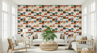 Artistic Mod Blocks wall mural, circular and square elements.
