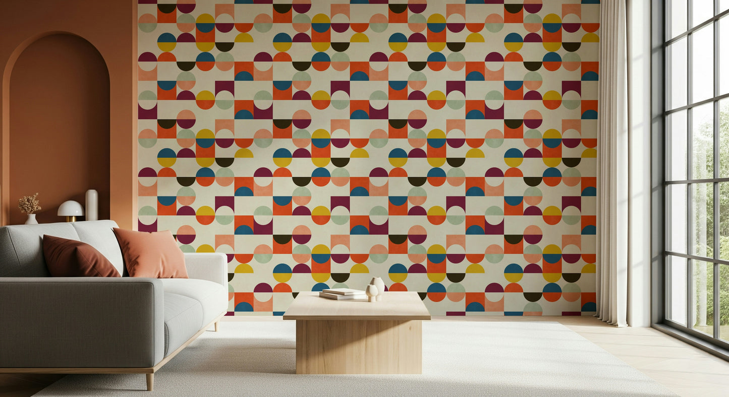 Vibrant Retro Geo Harmony wallpaper geometric shapes