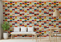 Colorful Retro Geo Harmony wall mural modern pattern