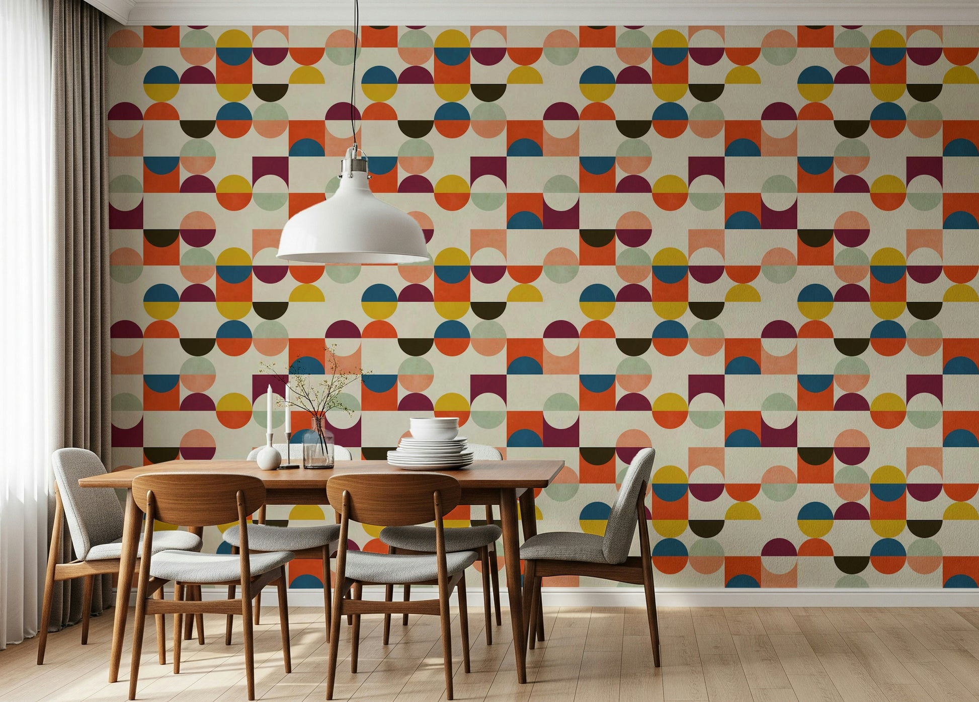 Abstract design Retro Geo Harmony peel and stick wallpaper
