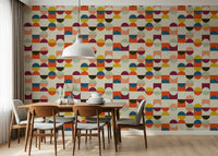 Abstract design Retro Geo Harmony peel and stick wallpaper