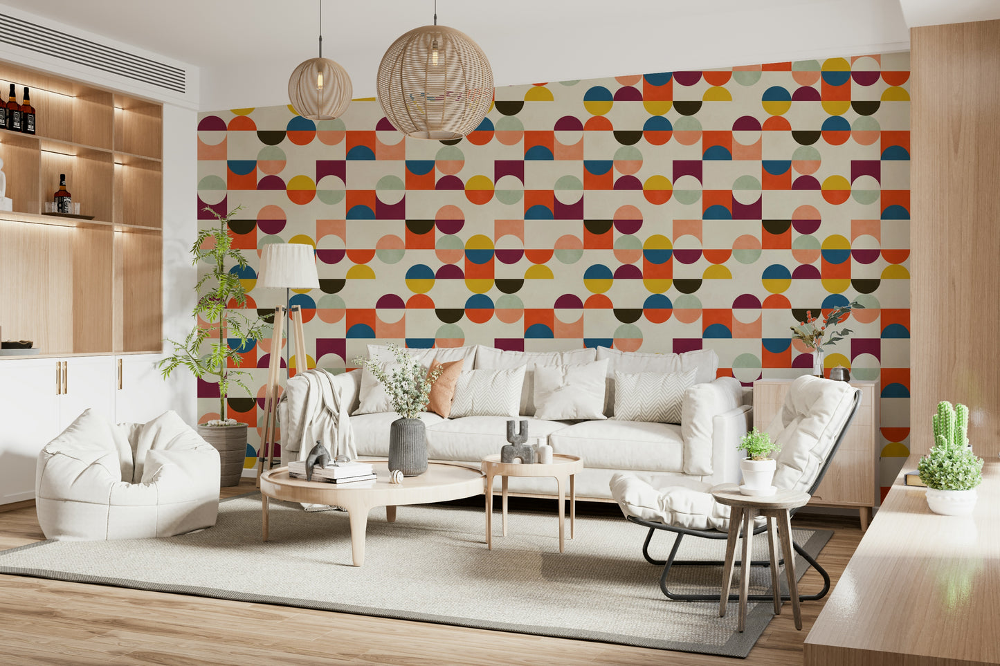 Retro Geo Harmony wallpaper for walls geometric circles