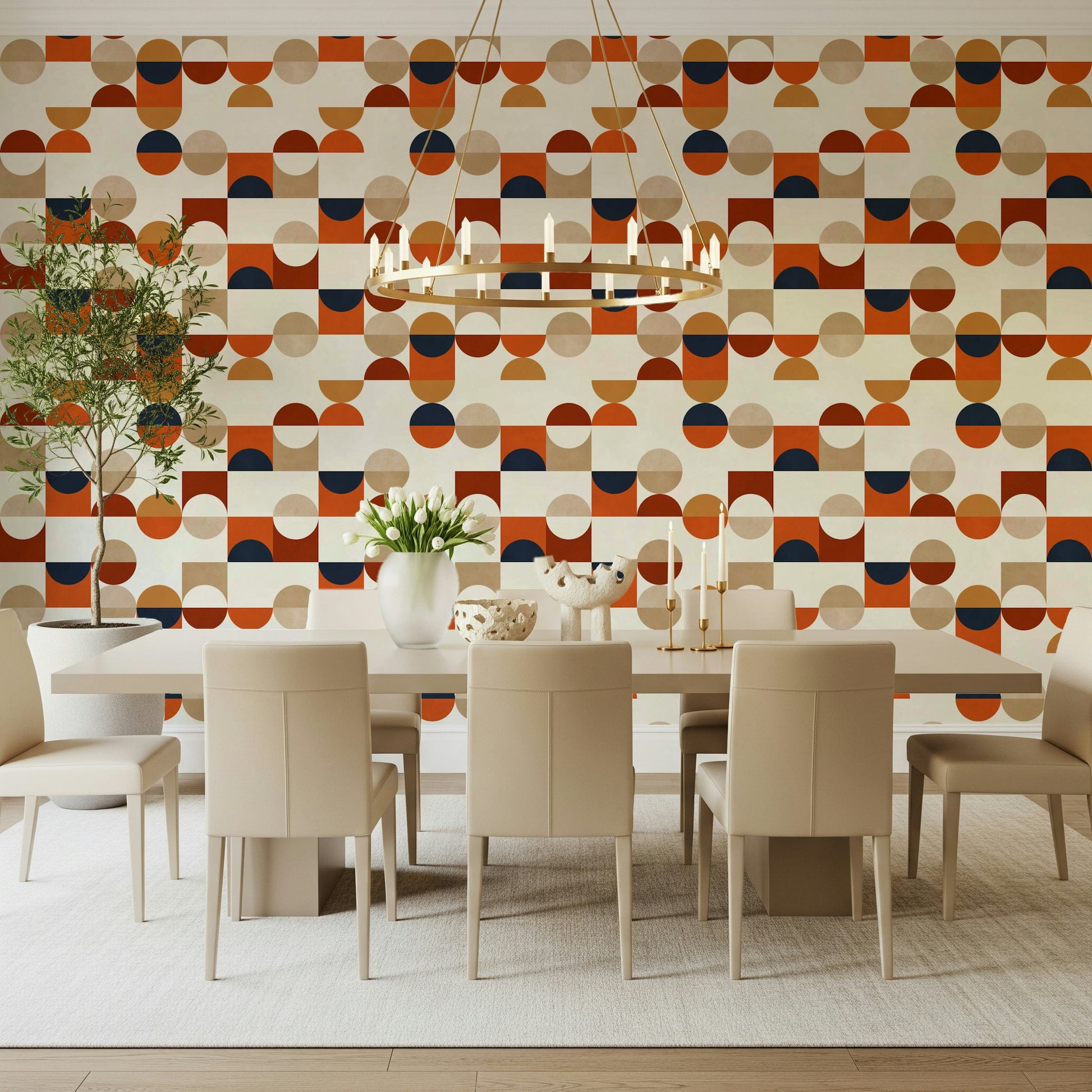 Vibrant Tones wallpaper accent wall circles squares