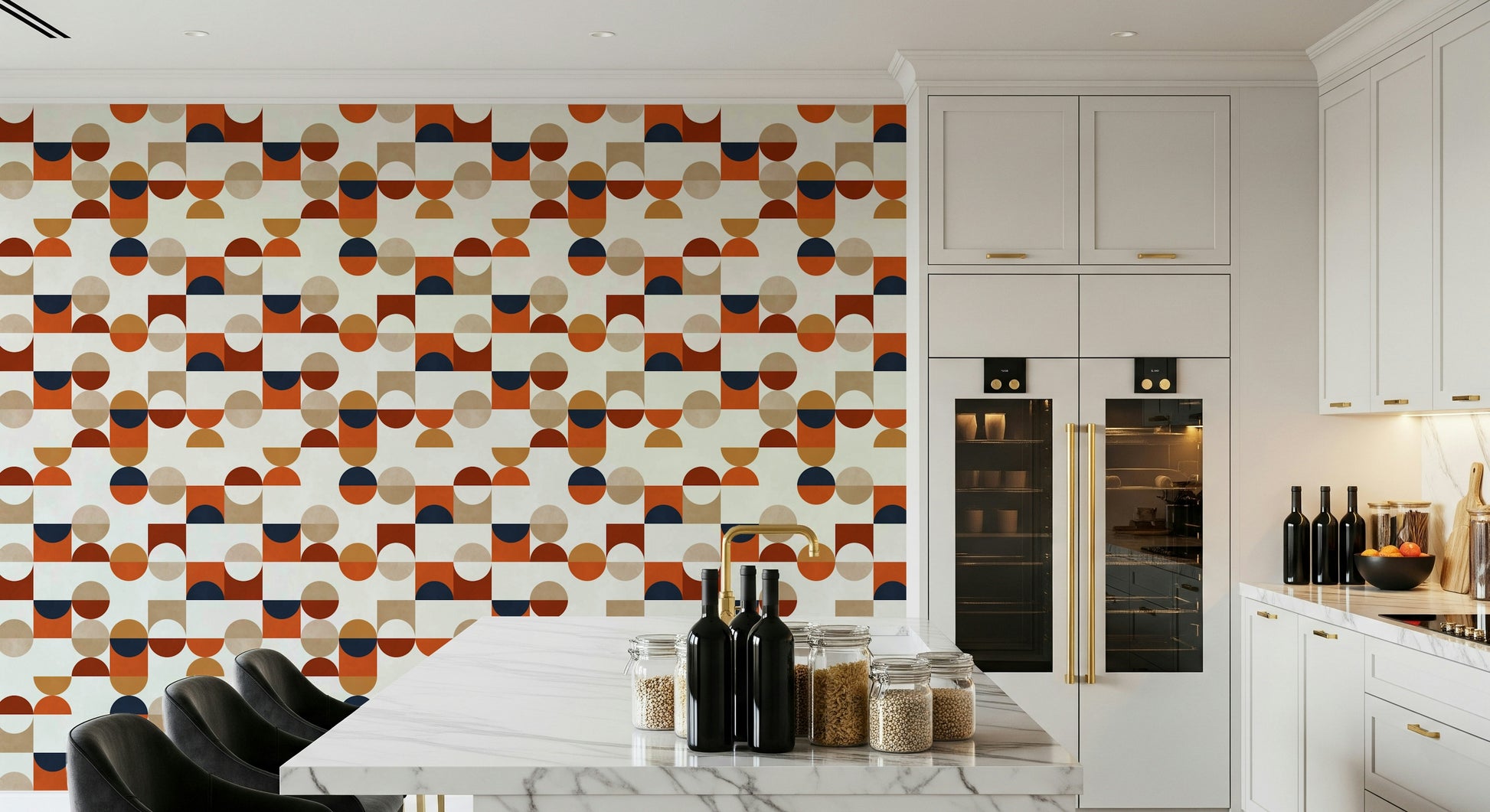 Retro Tiles peel and stick colorful wall design