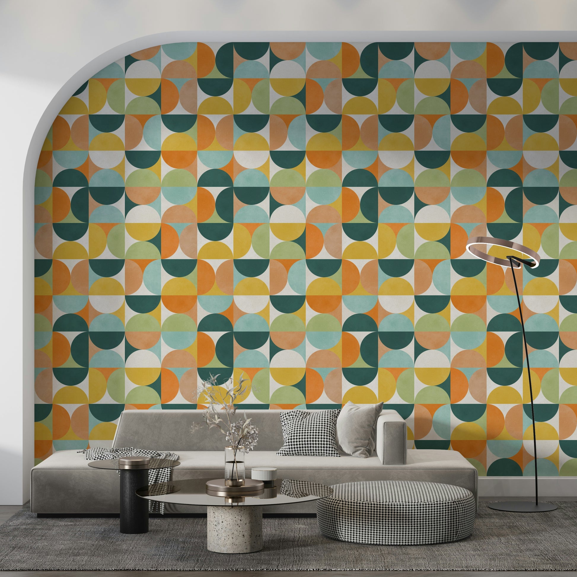 Lively semicircles arrangement for striking interior decor, Geometric Harmony 2.
