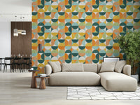 Abstract colorful Harmony 2 wallpaper retro pattern interior design.